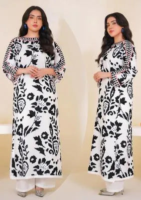 2 Pcs Women's Stitched Swiss Lawn Printed Co-Ord Set