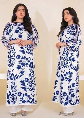2 Pcs Women's Stitched Swiss Lawn Printed Co-Ord Set