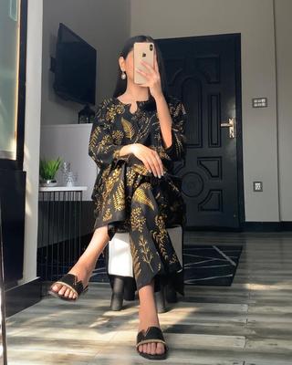 2 Pcs Women’s Stitched Organza Embroidered Frock & Trouser  Sakoon Brand