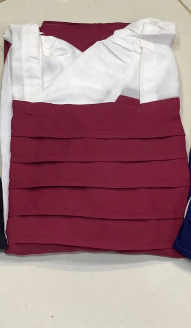 1 Pc Women’s Stitched Georgette Maxi  Maroon | Plain | U-Neck