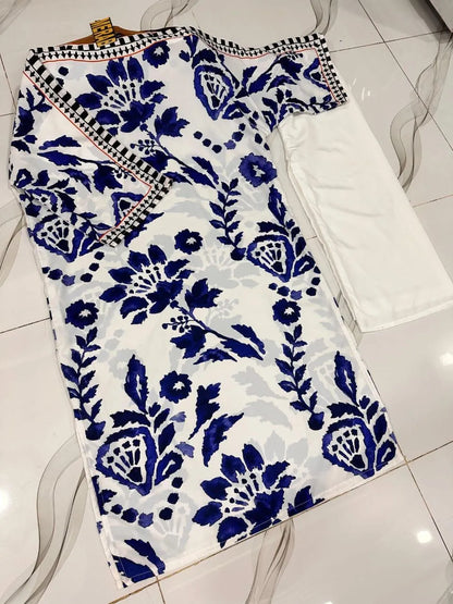 2 Pcs Women's Stitched Swiss Lawn Printed Co-Ord Set