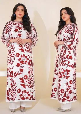 2 Pcs Women's Stitched Swiss Lawn Printed Co-Ord Set