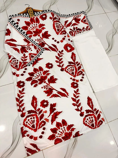 2 Pcs Women's Stitched Swiss Lawn Printed Co-Ord Set