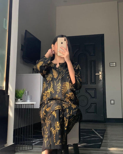 2 Pcs Women’s Stitched Organza Embroidered Frock & Trouser  Sakoon Brand