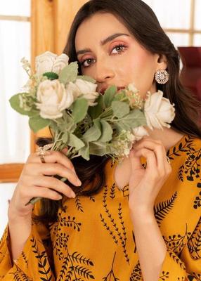 2 Pcs Women’s Stitched Organza Embroidered Frock & Trouser  Sakoon Brand